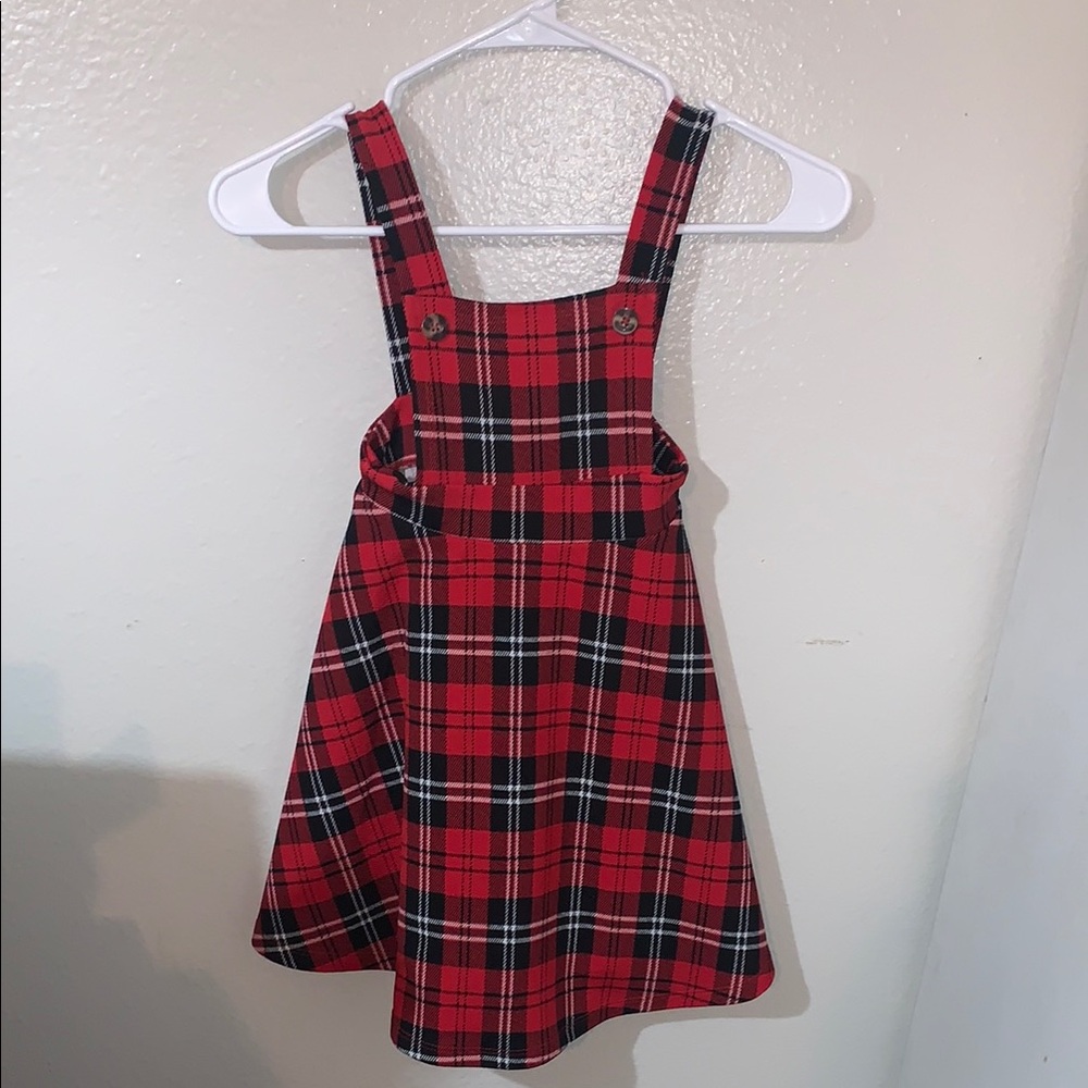 Red and Black Plaid Pinafore Dress